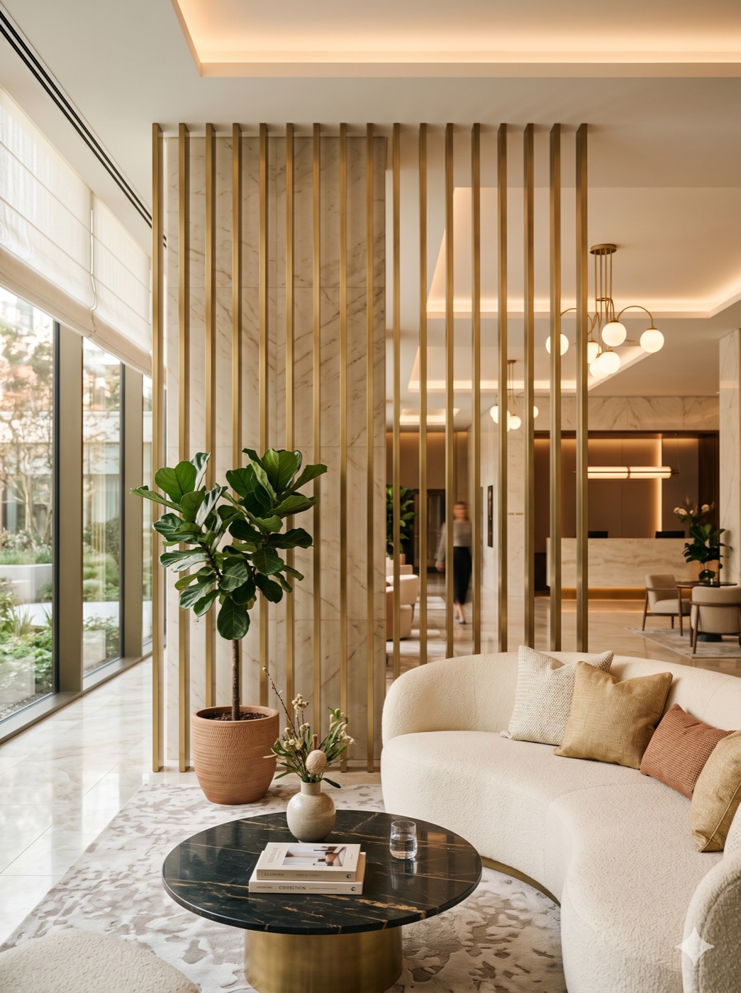 Polished commercial lobby interior
